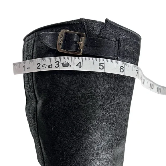 Frye Tall Black Veronica Slouch Black Leather Riding Boots Buckles Size Sz 6.5 - Picture 14 of 16